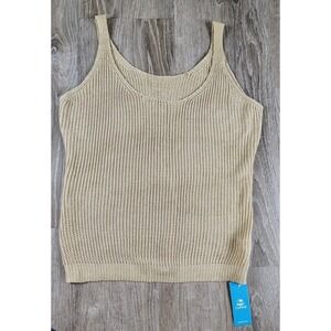 Cupshe Crochet Scoop Neck Tank Top Womens Large Tan NWT